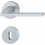 Poignes de porte sur rosaces rondes bergamo c7 - laiton chrom satin - cl l hoppe