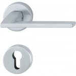 Poignes de porte sur rosaces rondes bergamo c7 - laiton chrom satin - cl i hoppe