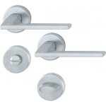 Poignes de porte sur rosaces rondes bergamo c7 - laiton chrom satin - condamnation hoppe