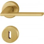 Poignes de porte sur rosaces rondes bergamo c7 - laiton dor satin - cl l hoppe