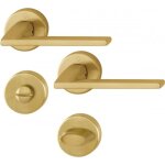 Poignes de porte sur rosaces rondes bergamo c7 - laiton dor satin - condamnation hoppe
