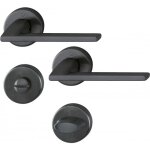 Poignes de porte sur rosaces rondes bergamo c7 - laiton noir satin - condamnation hoppe