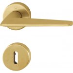 Poignes de porte sur rosaces rondes macau c7 en laiton dor satin - cl l hoppe