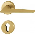 Poignes de porte sur rosaces rondes macau c7 en laiton dor satin - cl i hoppe
