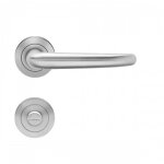 Poignes de porte sur rosaces rondes srie er22 elba - inox satin - condamnation karcher design