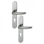 Poignes sur plaques cl i - porte 68  77 mm - aspect inox - atlanta hoppe