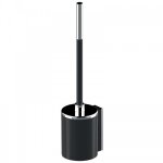Porte - balayette wc - mural - avec brosse - onyx duo noir / chrom� akw international