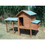Poulailler bi - corps de grande taille en bois - 1, 86 x 0, 76 m - 2, 13 m2 habrita