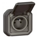 Prise de courant 2p + t complet encastr� - anthracite - plexo legrand