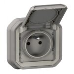 Prise de courant 2p + t complet encastr� - gris - plexo legrand