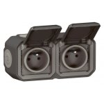 Prise de courant 2x2p + t complet - saillie - �tanche - anthracite - plexo legrand