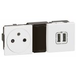Prise de courant fort 2p + t + chargeur double usb - mosaic legrand
