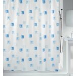 Rideau de douche - 180 x 200 cm - bleu ciel et blanc - polyester - milano spirella