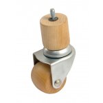 Roulette pivotante galet bois - masse bois - tige filet 65 mm - charge 80 kg - m 8 - hauteur 100 mm ...