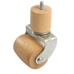 Roulette pivotante galet bois - masse bois - tige filet� 70 mm - charge 100 kg - m 10 - hauteur 180 mm ...