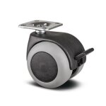 Roulette pivotante pour tables et bureaux avec platine 38x38 mm - avec frein tente