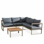 Salon de jardin en aluminium bilbao - gris - 5 places avril paris