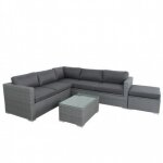 Salon de jardin rsine tresse d'angle fonctionnel avec coffre de rangement intgr - gris - farenza ...