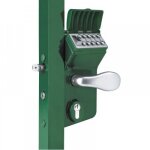 Serrure � code m�canique pour portail battant - vert - lmkq locinox
