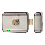 Serrure lectrique en applique avec cylindre  mission - rversible - bouton poussoir impulsionnel izyx ...
