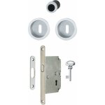 Serrure porte coulissante int�rieur 4920 chrom� satin� - cl� l - rosaces rondes hoppe