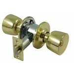 Serrure tubulaire - � cl� - bouton int�rieur - laiton poli - 3500 tesa s�curit�