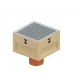Siphon de cours bas + grille caillebotis acier galvanis 30 / 10 - b125 - europoint aco