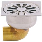 Siphon de sol - en laiton - � souder - sortie horizontale - 100x100 valentin