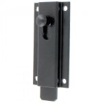 Targette plate en aluminium - portail et portillon - noir - 120 mm burgaud