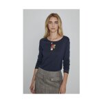 Accueil fashion pull diplodocus ml col rond trefle cote navy