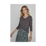 Accueil fashion pull diplodocus uni col v fish sequins granite