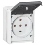 Prise tanche 3p + t + n plexo complet gris ip44 32a - legrand - 055877