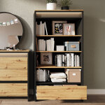 Bibliothque spotlen chne et graphite - petitechambre. fr