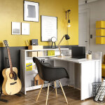 Bureau mural pliant blanc mat work concept - petitechambre. fr
