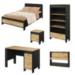 Chambre ado compl�te spotlen lit + chevet + �tag�re + bureau + biblioth�que - ch�ne - petitechambre. ...