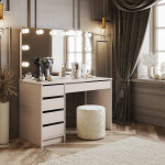 ?coiffeuse glamour avec miroir led et 5 tiroirs - cachemire - petitechambre. fr