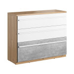 Commode plano 3 tiroirs ch�ne blanc et gris - petitechambre. fr
