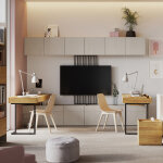 Double bureau complet flex6 pour chambre adolescents - ch�ne hickory - petitechambre. fr