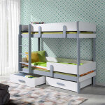 Ettore - lit superpos� enfant 2 couchages gris et blanc - 70 cm x 160 cm - petitechambre. fr