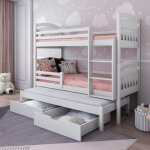 Joe 3 - lit superpos� 3 couchages avec tiroirs de rangement - blanc - 80 cm x 180 cm - petitechambre. ...