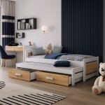 Lit 2 places tiesto avec deux tiroirs - ch�ne - 80 cm x 180 cm - petitechambre. fr