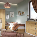 Massi - grande chambre enfant compl�te (lit coffre avec matelas, chevet, bureau, armoire et commode) ...