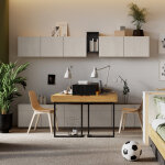 Pack double bureau face � face flex4 avec rangements couleur ch�ne et gris - petitechambre. fr