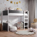 Sanah - lit mezzanine blanc et anthracite 180 x 80 cm pour enfant - petitechambre. fr