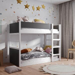 Simon - lit superposé blanc et anthracite pour chambre enfant - 80 cm x 180 cm - petitechambre. fr Simon - lit superposé blanc et anthracite pour chambre enfant - 80 cm x 180 cm - petitechambre. fr