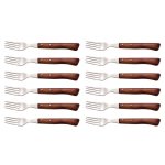 12 fourchettes de table arcos 9cm avec manches bois compress�