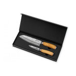 2 couteaux de cuisine wusaki damas 10cr en coffret �l�gant noir