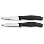 2 couteaux d'office victorinox noirs lames 8cm pointe milieu