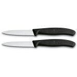 2 couteaux d'office victorinox noirs lame � dents 8cm pointe milieu