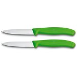 2 couteaux d'office victorinox verts lame 8cm pointe milieu